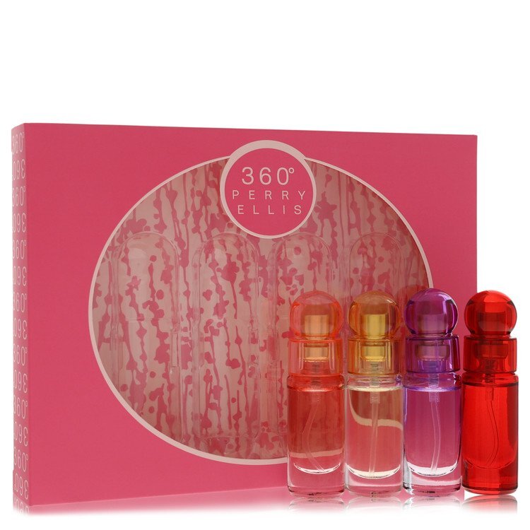 perry ellis 360 by Perry Ellis Gift Set -- Four piece Travel Gift Set Includes .25 oz Mini Eau De Parfum Spray of each. 360 Coral 360 For Women 360 Purple 360 Red. (Women)
