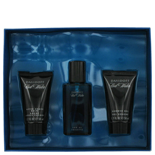 Cool Water by Davidoff Gift Set -- 1.4 oz Eau De Toilette Spray +1.7 oz After Shave Balm+ 1.7 oz Shower Gel (Men)