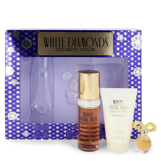 White Diamonds by Elizabeth Taylor Gift Set -- 1 oz Eau De Toilette Spray + .12 oz Min EDP + 1.7 oz Body Lotion (Women)
