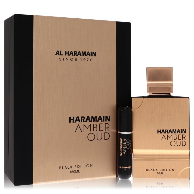 Al Haramain Amber Oud Black Edition by Al Haramain Gift Set 5 oz 5 oz Eau De Parfum Spray + 0.34 oz Refillable Spray (Men)